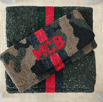 Camo Stripes & Monogram Clutch