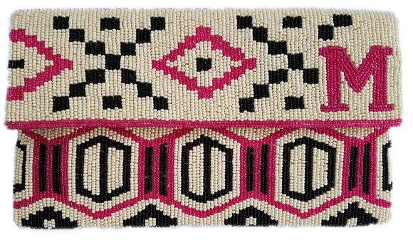 Aztec Monogram Flap Clutch