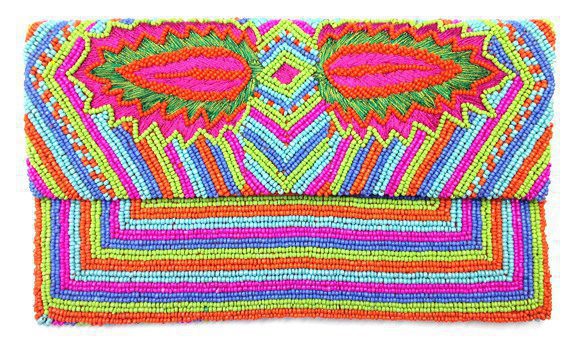 Beaded Leaf Envelope Clutch
