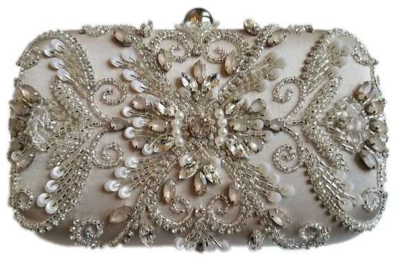 Box Clutch Ornate Pearls/Stones