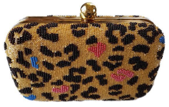 Box Clutch Sequin Leopard