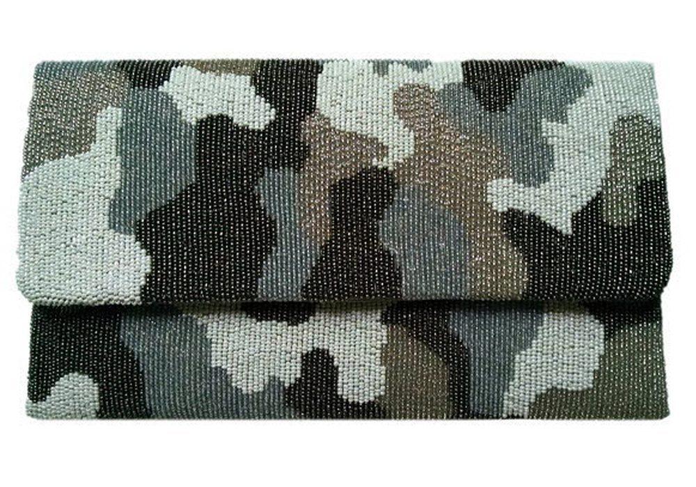 Camouflage Beaded Large Clutch