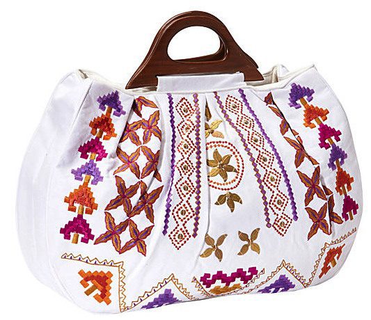 Canvas Tote with Embroidered and Beaded Embellishments