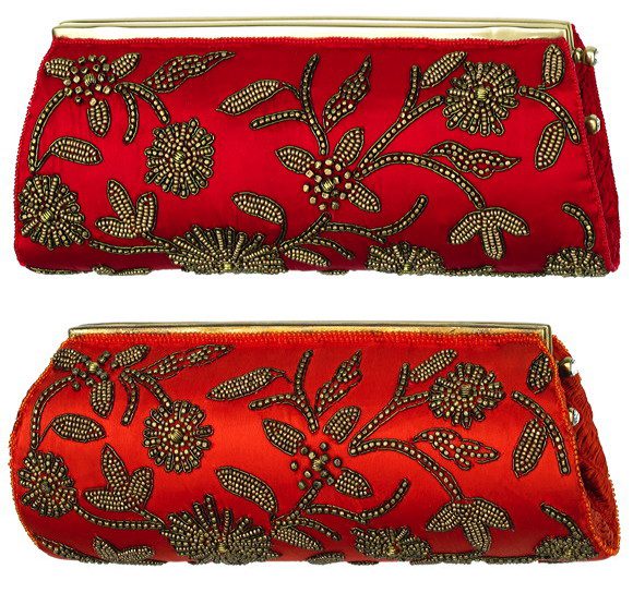 Silk Metal Flowers Cylinder Clutch - Image 2
