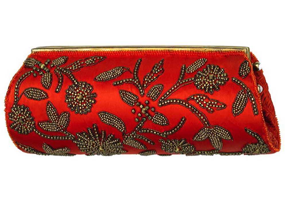 Silk Metal Flowers Cylinder Clutch - Image 3