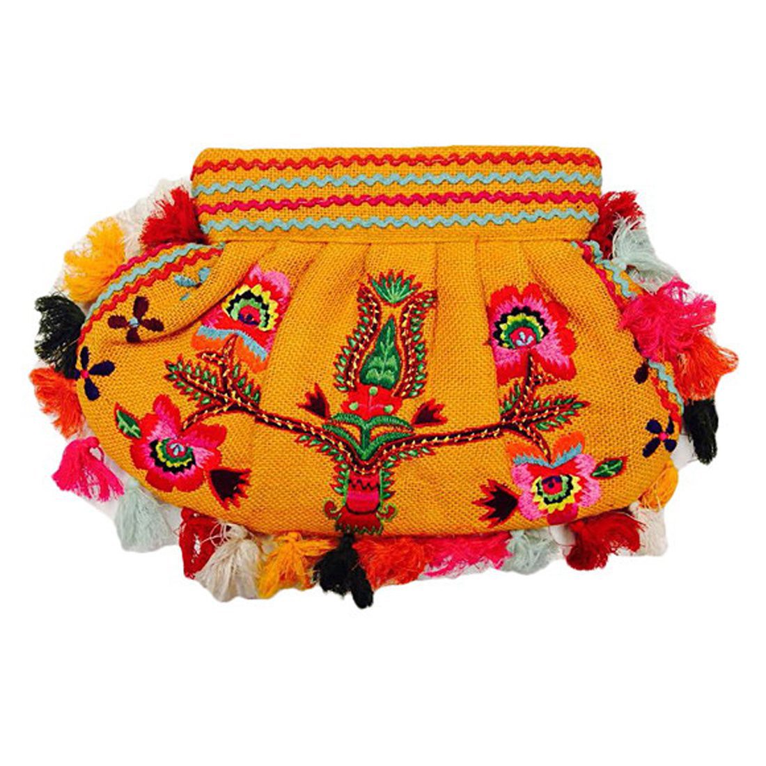 Jute Floral Tassel Clutch - Image 2