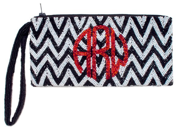 Chevron Circle Monogram Wristlet