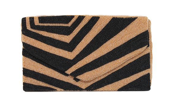 Snake Print Beaded Large Clutch
