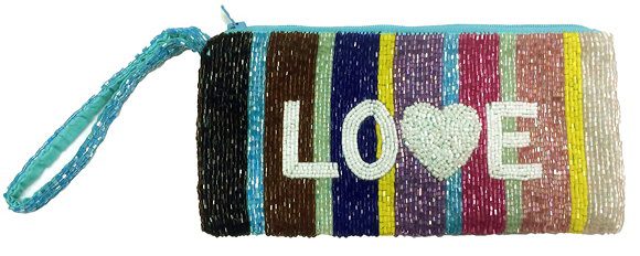 Cosmetic Wristlet Stripes LOVE