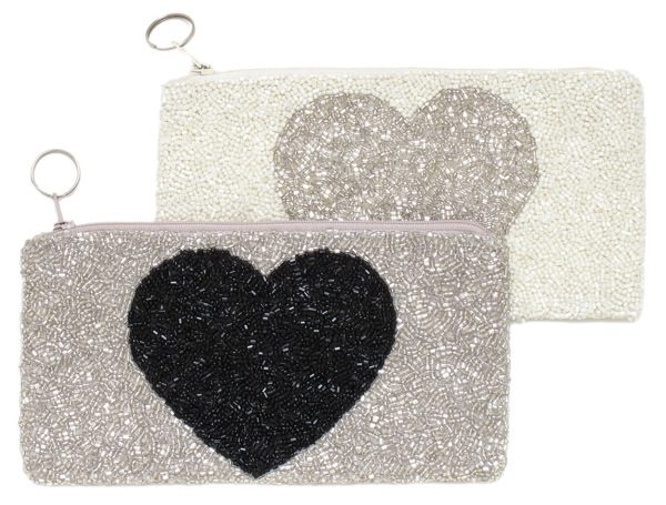 Cosmetic Pouch with Heart Motif