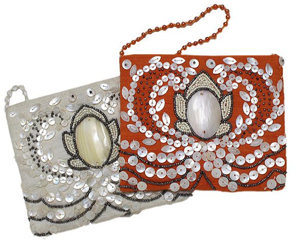 Burlap Mother-of-Pearl Crossbody