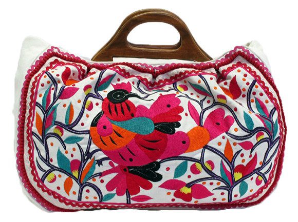 Canvas Bird Embroidert Tote'