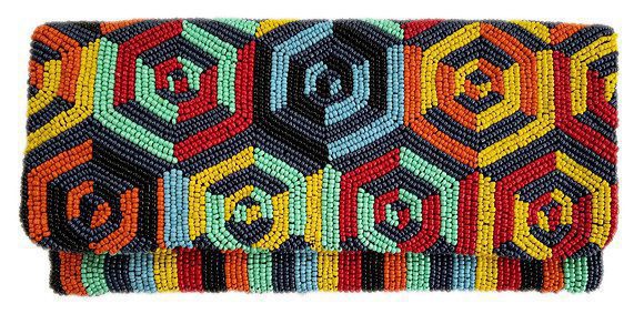 Multi Hexagonal Clutch Fold Over Clutch