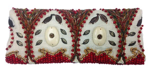 Foldover Clutch With Bone / Wood Beads
