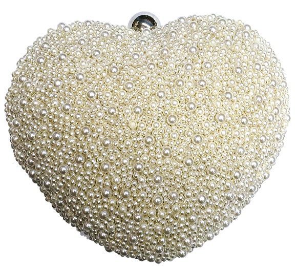 Pearl Encrusted Heart Purse