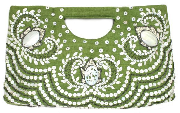 Burlap Mother-of Pearl Tote