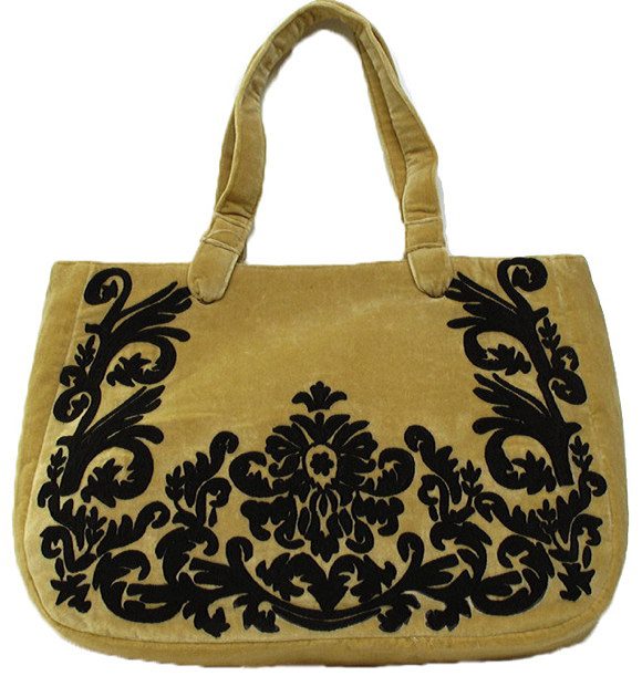 Large Velvet Embroidered Tote