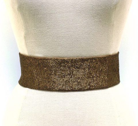 Solid Wide Beaded Obi Belt