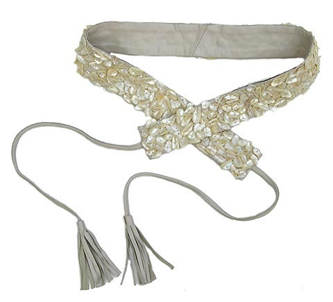 Mother-of-Pearl Chips Narrow Obi Belt