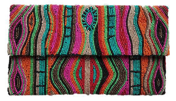 Peacock Print Clutch