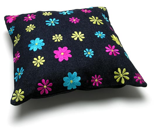 Denim Flower Pillow