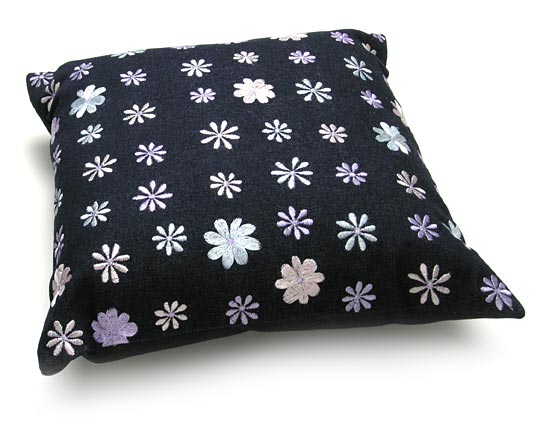 Denim Flower Pillow