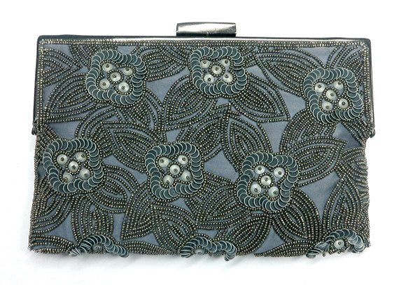 Rectangle Tonal Sequin Flower Clutch