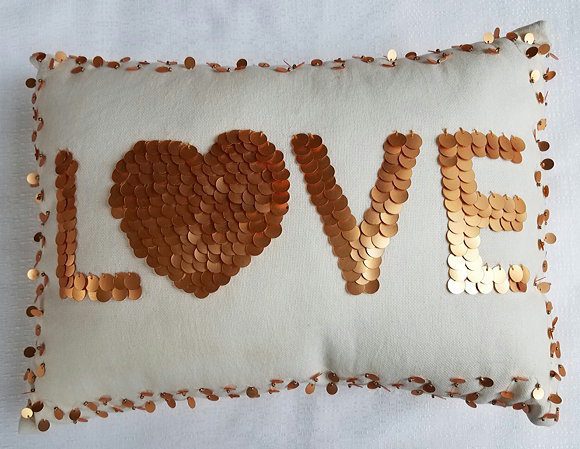 Sequin Love Canvas Pillow