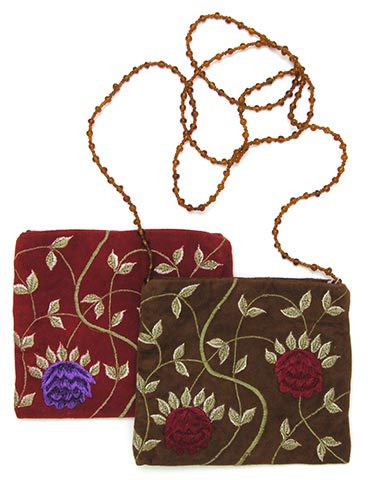 Suede Floral Pouch