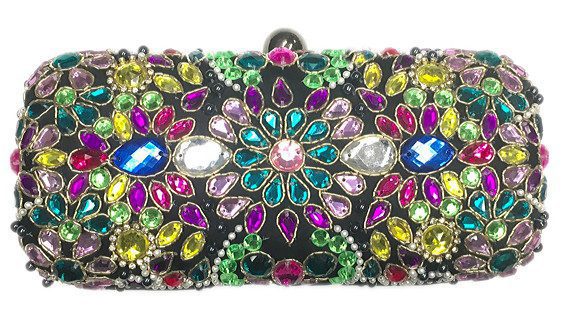 Stone Embellished Evening Box Bag