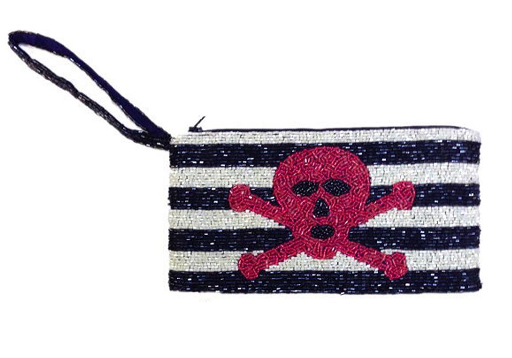 Stripes and Skull Wristlet