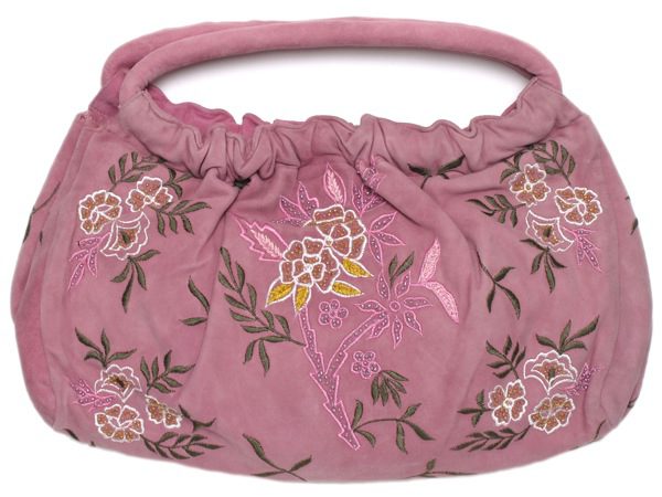 Suede Floral Embroidery Hobo
