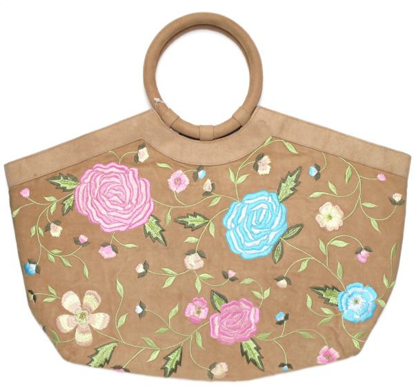 Leather Floral Tote