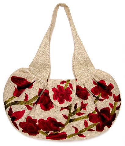 Jute Floral Hobo