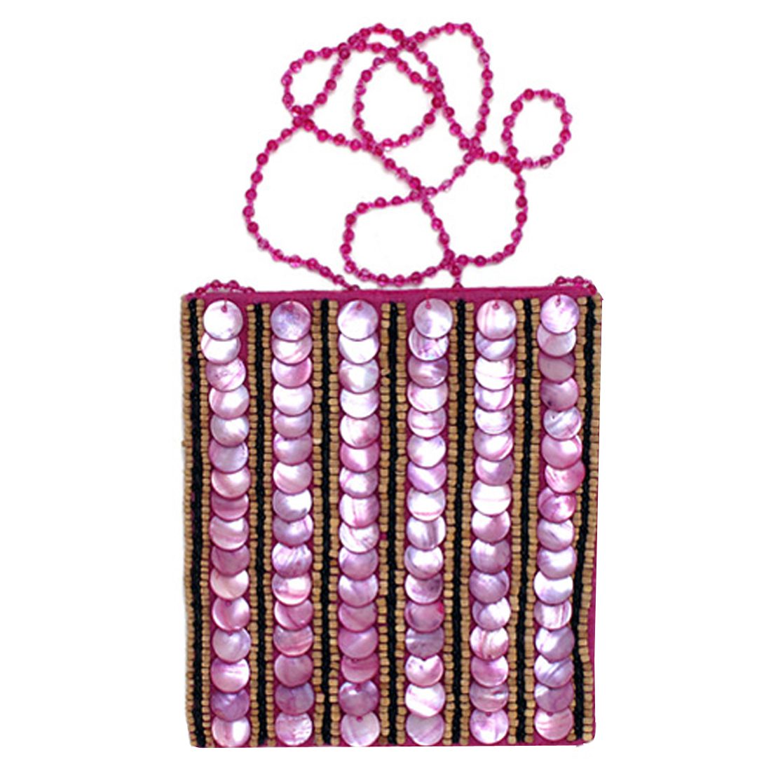 Mother-Of-Pearl & Wood Stripes Pouch