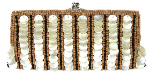 Mother-of-Pearl Wood Stripe Clutch