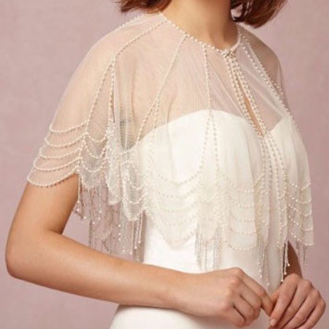 Pearls Tulle Cape