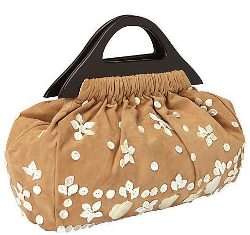 Suede Flower Mother-of-Pearl Tote
